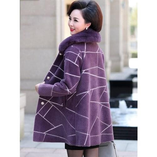 2019 New Middle-aged Womens Autumn and Winter Coats With Fur Collar Clothes Fashion Imitation Mink Fluffy Coat and Jacket f2430