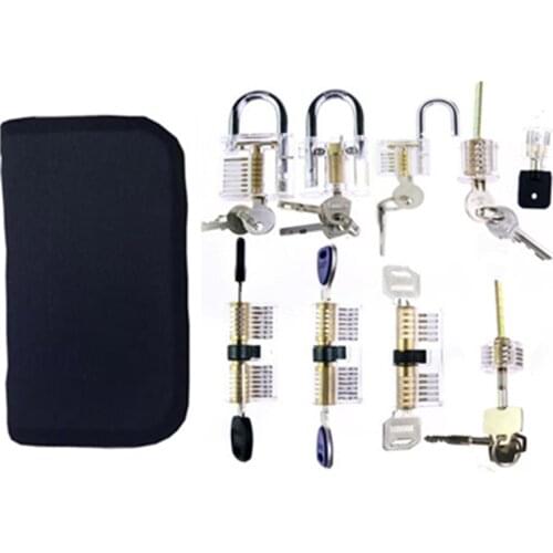 New Arrival 23pcs Klom Blue Locksmith Practice Pick Lock Remove Tools Set with Various Transparent Locks Combination