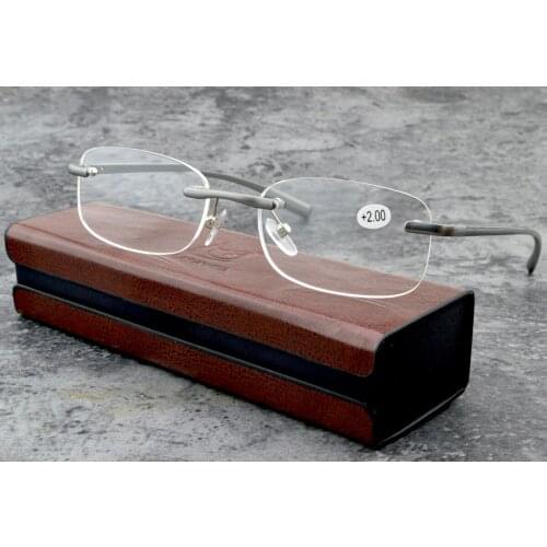 Rimless silver Business Reading Glasses Al-Mg Alloy for Men Women Blue Light Blocking High Quality+1+1.5 +2.0 +2.5 +3 +4