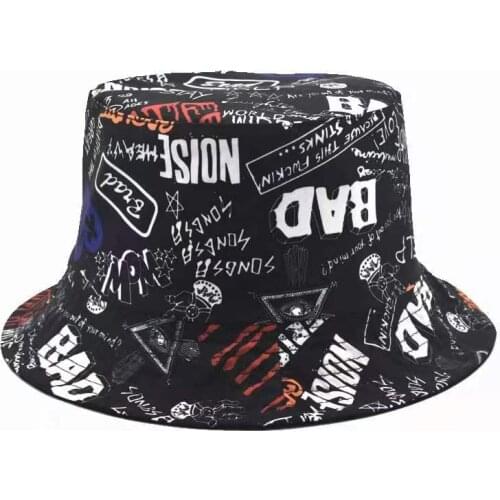 2021 Summer Bucket Hats Women Mens Panama Letter graffiti Hat Double-sided Wear Fishing Hat New Fisherman Caps Bob Femme Gorro