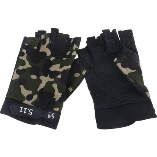 Men Camouflage Gloves Outdoor Sport Cycling Half Finger Anti-Slip Shock-Absorbing Fitness Fingerless Mittens Warmer