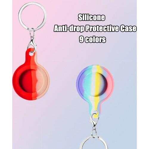 Rainbow Silicone Anti-drop Protective Cover For Apple Airtag Case Frame for Airtags Dog Position Tracker Ring Buckle Shell