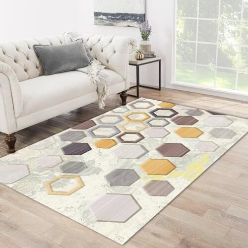Grey white carpet colorful hexagonal shape patterned carpet modern carpet living room carpet free shipping soft