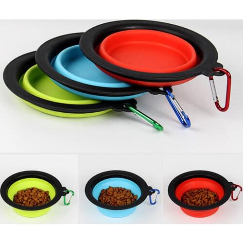 Silicone Pet Black Frame Folding Bowl With Metal Hook Portable Cat Dog Food Water Feeding Travel Outdoor Bowl Pet Accessories