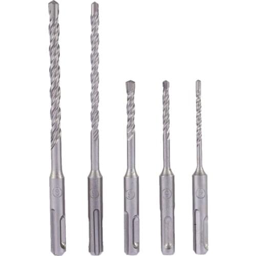 5pcs/set ferramentas 2 Pits Hammer Impact Drill Bit SDS Shank 2 Slot Electric Hammer Drill Bit Set Rotary Concrete Masonry Drill