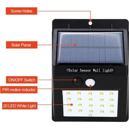 1-4X 20/30 LED Solar Light Outdoor Solar Lamp Powered Sunlight Waterproof PIR Motion Sensor Street Light for Garden Decoration