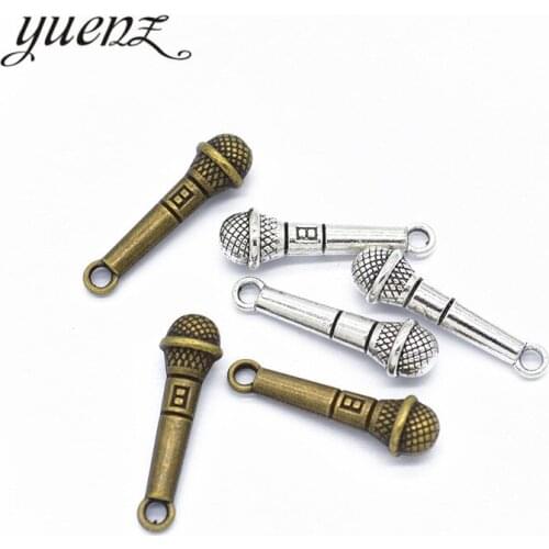 YuenZ 10pcs Antique silver color microphone Charms Retro DIY Fashion Handmade Pendant Charms for Jewerly Making 24*17mmP132