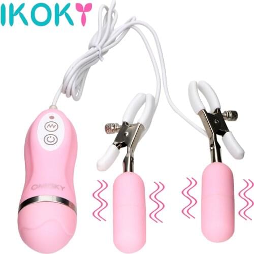IKOKY Nipple Vibrator Vibrating Nipple Clamps Breast Massage 10 Frequency Sex Toys for Women Female Masturbation Adult Products