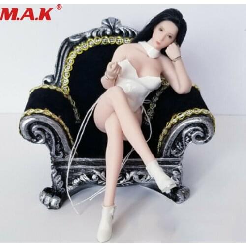 1/12 Retro Black Sofa Model Soft Chair F 6'' TBLeague Body fit action Figure for collection