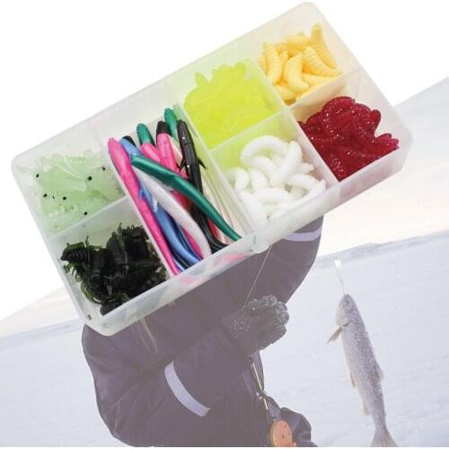 125pcs/Box beginner Fishing Lures set bread bug Earthworm shrimp insect Soft Bait Suit Set Tackle Soft Bait and Tackle Box