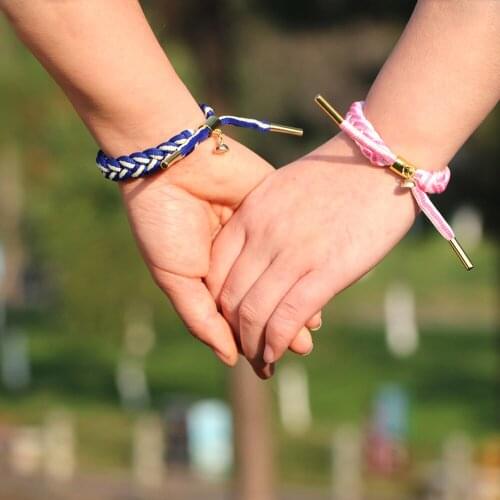 2pcs/Set Magnetic Attracting Couple Hand-Woven Bracelet Little Lion Shoelace Lace For Men Women Fashion Sports Adjustable Wrist