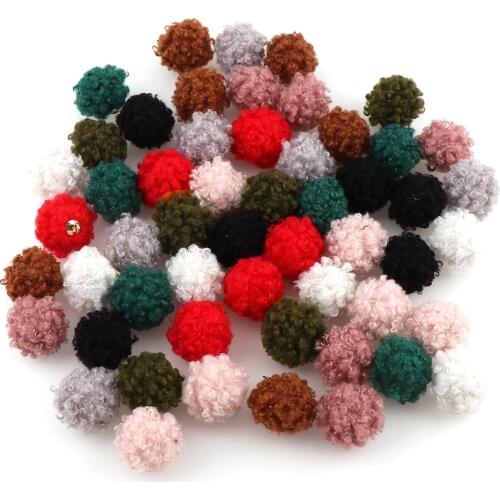 20 pieces 18mm Colorful Soft Curl Ball Hairball Fashion Charms Pendant Finding For HairJewelry DIY Accessories Earring Charms