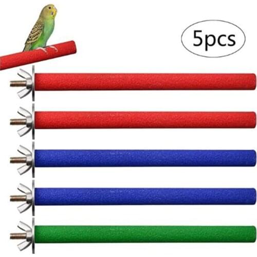 5Pcs Wooden Bird Perches Rough-surfaced Parrot Bird Cage Chewing Toy Perch Stand for Beak Feet Grinding Nails Trimmed C42