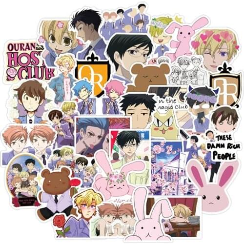 50pcs Anime Ouran High School Host Club Sticker Japan Classic Anime Waterproof Decals Skateboard Sticker For Laptop Suitcase DIY
