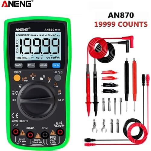 ANENG AN870 Digital Multimeter 19999 Counts profissional transistor electrical tester 600v multi volt esrmeter lead set