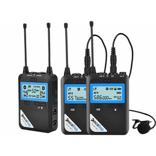 Wireless Lavalier Microphone System KACALLAP ALLAP-W2 Kit 100 Channels High Omnidirectional UHF Professional Mic Kit (2Rx+1Tx)