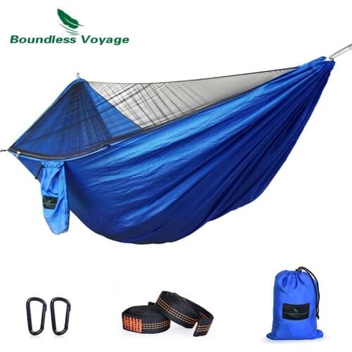 Boundless Voyage Camping Hammock with Mosquito Net Lightweight Portable Heavy Duty Nylon Cot Bed for Hiking Backpacking Picnic