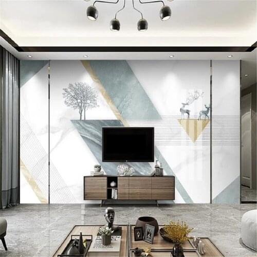 Milofi customized large 3D printing wallpaper mural jazz white marble pattern simple atmospheric geometric TV background wall