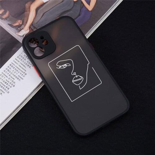 JAMULAR Abstract Art Line Face Phone Case For iPhone 12 Pro MAX 11 XS7 XR X SE20 8 6Plus Fashion Hard PC Matte Cover Clear Coque