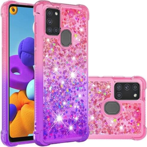 Gradient Quicksand Liquid Glitter Case For Samsung Galaxy A21s TPU Bumper Clear Phone Cover Coque A21S Case