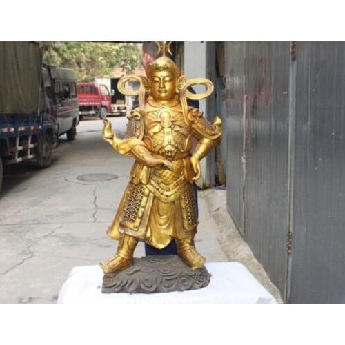 Chinese Buddhism bronze copper WeiTuo Veda Door Warrior Deity Buddha Statue