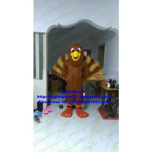 Brown Long Fur Turkey Tacchino Pheasant Mascot Costume Adult Cartoon Character Outfit Advertising Drive Company Kick-off zx442