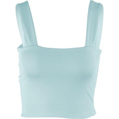 Square Neck Summer Women Sexy Crop Tank Tops Casual T-shirt Wide Shoulder Straps Backless Y2K Top Vintage Retro asthetic Clothes