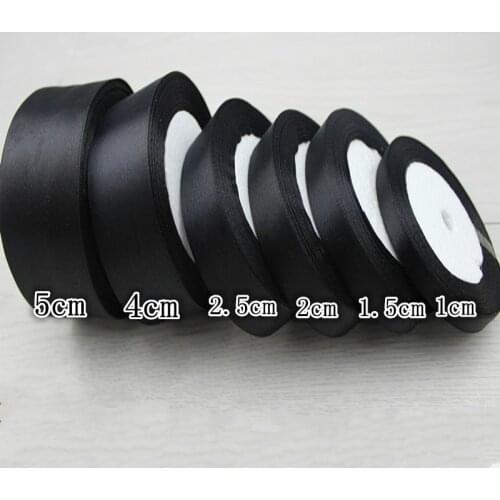 6/10/15/20/25/40/50mm Black Satin Ribbons Christmas Halloween New Year Festival Wedding Gift Wrapping Ribbon DIY Crafts Fabric