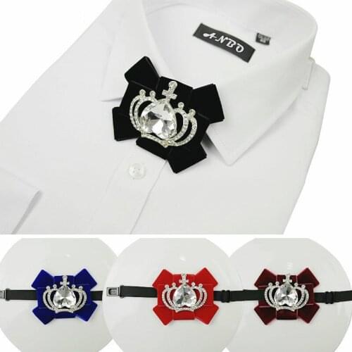 Fashion Necktie Groom Korean Crown Diamond Bow Ties Luxury Wedding Birthday Party Gifts Elegant Butterfly Bow Tie