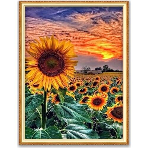 Flower Sunflower DIY 11CT Cross Stitch Embroidery Kits Craft Needlework Set Cotton Thread Printed Canvas Home Decoration On Sale
