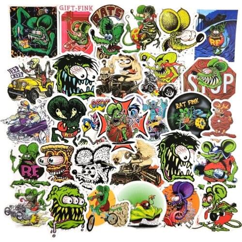 50pcs/pack Tales of the Rat Fink Classic Movies Stickers For Notebook Motorcycle Skateboard Computer Mobile Phone Cartoon