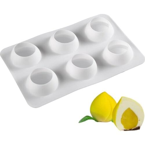 New 6 Cavity Peach Shape Silicone Cake Mold Cookies DIY Soap Handmade Kitchen Reuse Baking Tools Decorating Mousse Making Mould