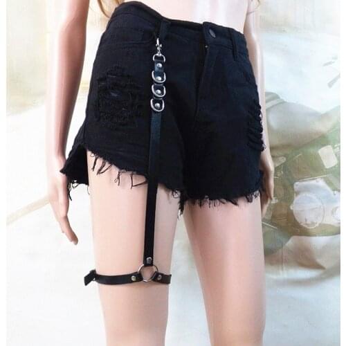 Sexy Harajuku Handmade Punk Rock Goth leather material garter belts leg ring suspenders