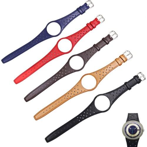Rolamy Red Blue Brown Black Khaki Real Calf Leather Watch Band with silver steel Buckle For Omega Dynamic