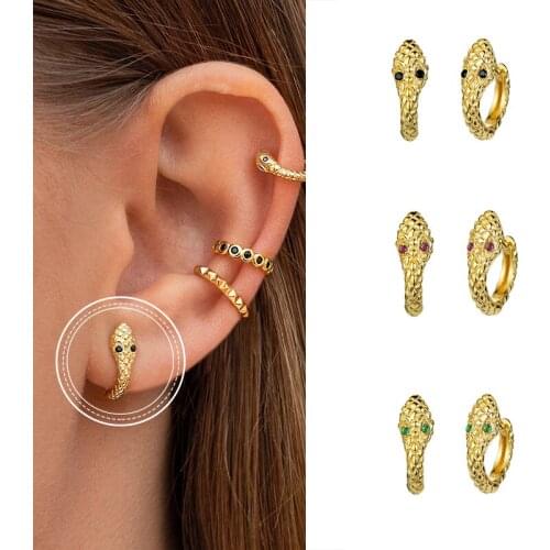 ROMAD 925 Sterling Silver Snake Circle Earrings Round Small Hoop Earrings for Women Simple Gold Earrings Fashion Jewelry