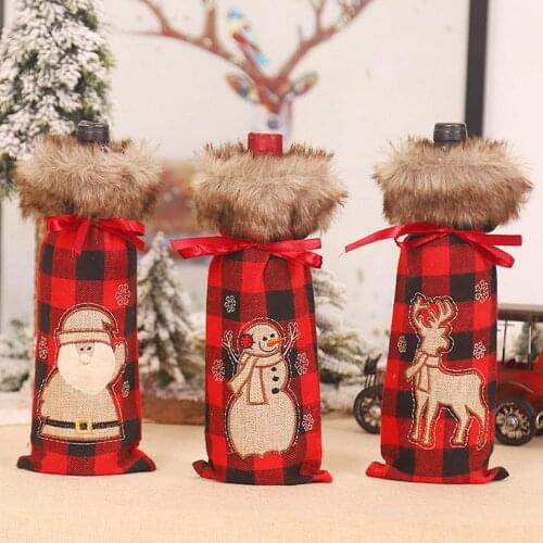 Xmas Santa Claus Elk Snowman Wine Bottle Cover Champagne Packaging Bag Gift Bag Home Party Christmas Decoration