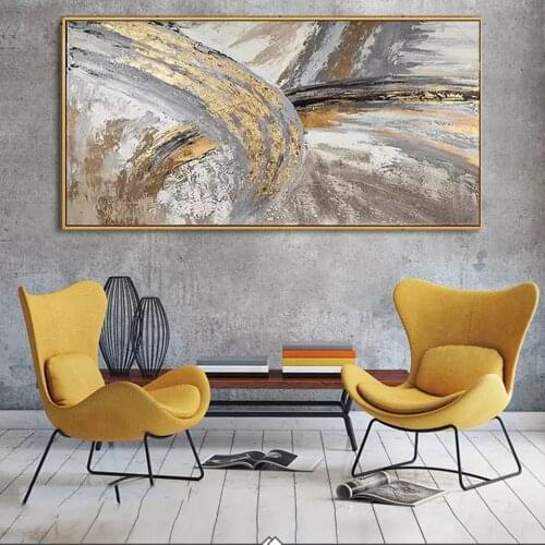 Handmade Home decoration Modern abstract Gold oil painting handpainted canvas painting home decor wall art picture for rom deco