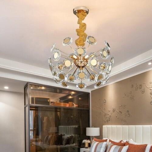 Modern Kitchen Island Hanging Lamps Light Fixtures Modern Gold Crystal Chandelier Lighting Lamp