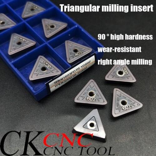 10pcs Triangular milling insert TPKN1603PDTR YG602 90 ° high hardness wear-resistant right angle milling TPKN 1603 insert