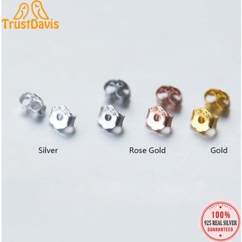 Trustdavis 925 Sterling Silver Earring Backs Stopper Earnuts Stud Earring Plugs Jewelry Findings Accessories Parts Ear Plugging