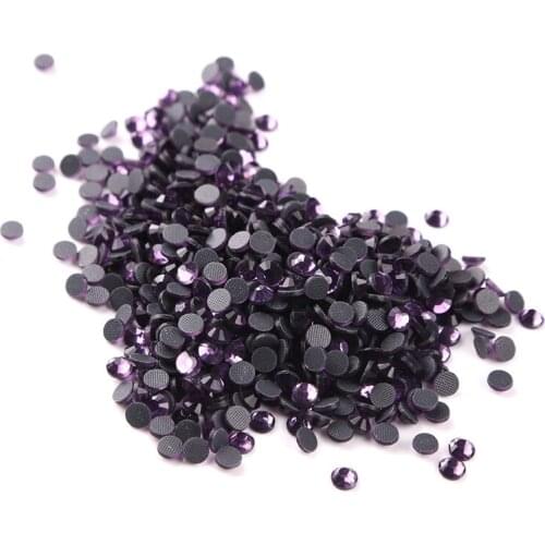 High-quality DMC hotfix Rhinestones violet color glass crystal Round Flatback stones for DIY decorations or designs
