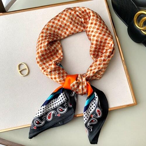 Lady Hair Scarf Print Silk Square Shawl Women Bandana Bag Scarves Fashion Female Neckerchief Hijab Simple Foulard Accessories