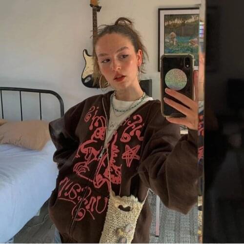 Super Dalian hat sweater Y2K ladies women street casual coat zipper women Korean style hoodie retro solid color long sleeves