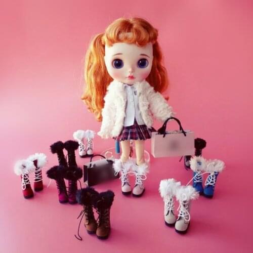 1 Pair Fashion 1/6 Dolls Winter Boots for Blyth Doll Shoes for Barbies, Pullip, Licca, Azone Doll Accessories