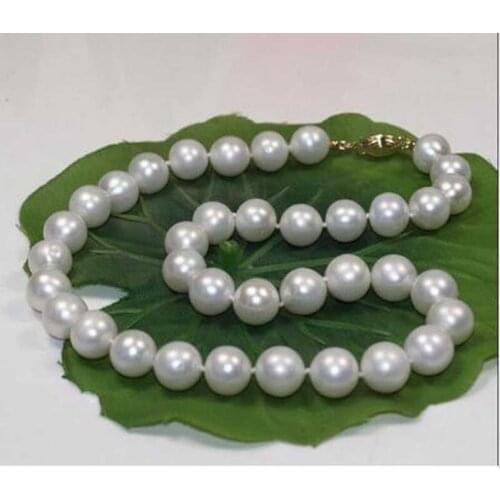 10-11mm south sea round white pearl necklace 19inch 14k gold