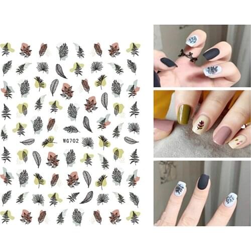 10PCS 3D Abstract Characters Flowers Leaves Adhesive Nail Stickers Letter Nail Decoration Applique DIY Nail Art Supplies Slider