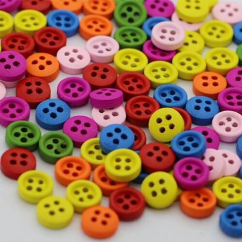 100 grains / pack of 9mm colorful wooden buttons round two-eye color childrens DIY manual button shirt small