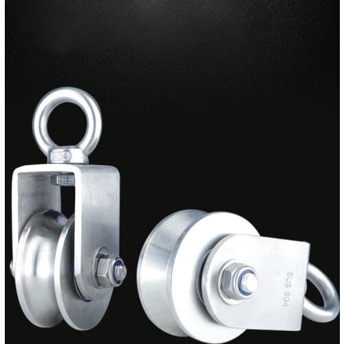 304 stainless bearing track pulley small U V H shaped groove lifting ring roller for sliding door opener