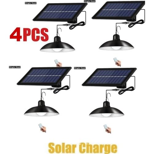 4pcs remote 30 led 2 head Retro Lampshade Solar Pendant Chandelier solar Outdoor Wall lamp Night light Auto ON/Off Waterproof Po