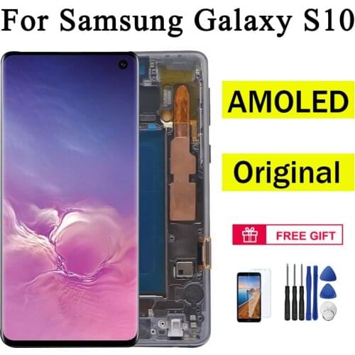 6.1'' 100% Original AMOLED for SAMSUNG Galaxy S10 LCD Display Touch Screen Digitizer Replacement G973F/DS SM-G973 LCD Screen